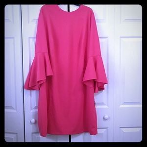 Coral modern dress with flared sleeves